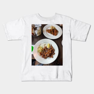 a plate of calamari and barbecue wings Kids T-Shirt